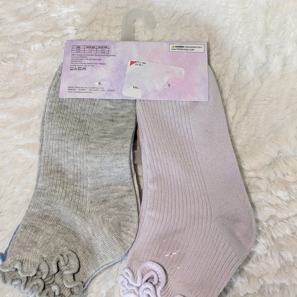 ❤️ NWT Girls Socks 6 pair Capelli Lettuce Edge S/M Shoe Size 9-13